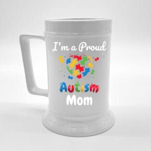 I'm A Proud Autism Mom Mother Mommy Heart Gift Beer Stein