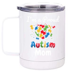 I'm A Proud Autism Mom Mother Mommy Heart Gift 12 oz Stainless Steel Tumbler Cup