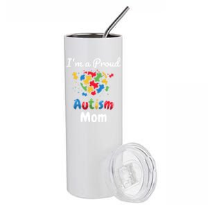 I'm A Proud Autism Mom Mother Mommy Heart Gift Stainless Steel Tumbler