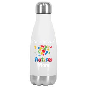 I'm A Proud Autism Mom Mother Mommy Heart Gift Stainless Steel Insulated Water Bottle