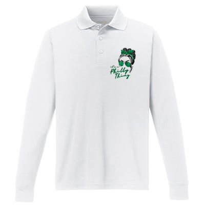 IT'S A PHILLY THING | Its A Philadelphia Thing Girl Bun Performance Long Sleeve Polo