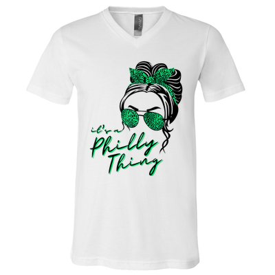 IT'S A PHILLY THING | Its A Philadelphia Thing Girl Bun V-Neck T-Shirt