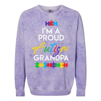 I'm A Proud Autism Grandpa Father Heart Gift Colorblast Crewneck Sweatshirt