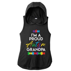 I'm A Proud Autism Grandpa Father Heart Gift Ladies PosiCharge Tri-Blend Wicking Draft Hoodie Tank