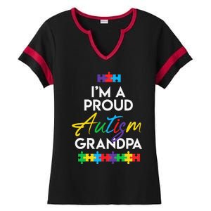 I'm A Proud Autism Grandpa Father Heart Gift Ladies Halftime Notch Neck Tee