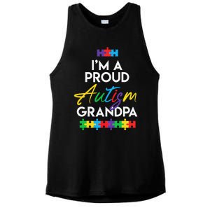 I'm A Proud Autism Grandpa Father Heart Gift Ladies PosiCharge Tri-Blend Wicking Tank