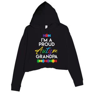 I'm A Proud Autism Grandpa Father Heart Gift Crop Fleece Hoodie