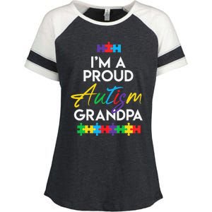 I'm A Proud Autism Grandpa Father Heart Gift Enza Ladies Jersey Colorblock Tee