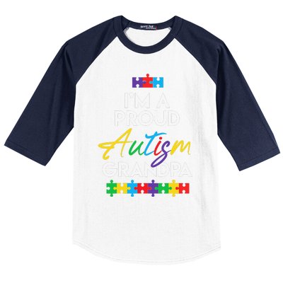 I'm A Proud Autism Grandpa Father Heart Gift Baseball Sleeve Shirt