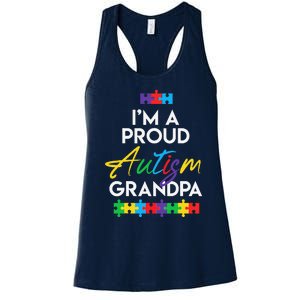 I'm A Proud Autism Grandpa Father Heart Gift Women's Racerback Tank