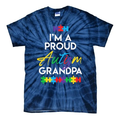 I'm A Proud Autism Grandpa Father Heart Gift Tie-Dye T-Shirt