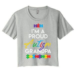 I'm A Proud Autism Grandpa Father Heart Gift Women's Crop Top Tee