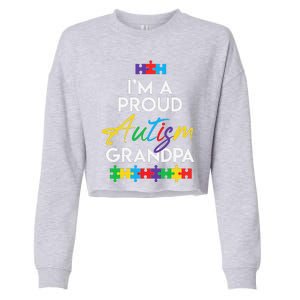 I'm A Proud Autism Grandpa Father Heart Gift Cropped Pullover Crew