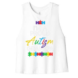 I'm A Proud Autism Grandpa Father Heart Gift Women's Racerback Cropped Tank