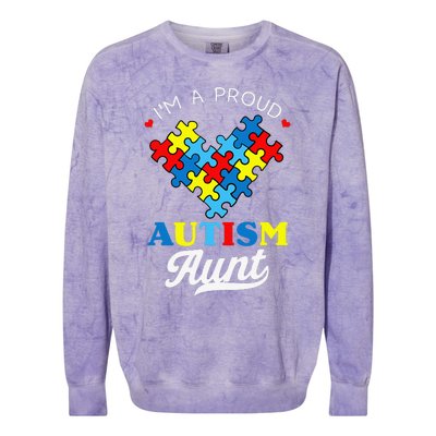 I'm A Proud Autism Aunt Autism Awareness Heart Niece Nephew Colorblast Crewneck Sweatshirt