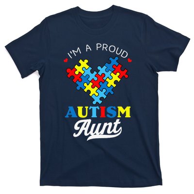 I'm A Proud Autism Aunt Autism Awareness Heart Niece Nephew T-Shirt