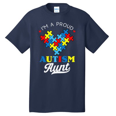 I'm A Proud Autism Aunt Autism Awareness Heart Niece Nephew Tall T-Shirt