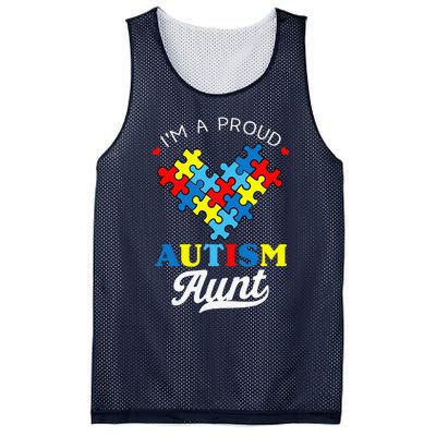 I'm A Proud Autism Aunt Autism Awareness Heart Niece Nephew Mesh Reversible Basketball Jersey Tank