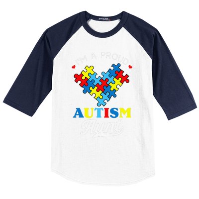 I'm A Proud Autism Aunt Autism Awareness Heart Niece Nephew Baseball Sleeve Shirt