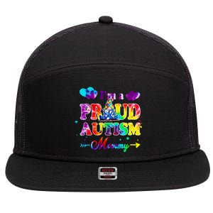 I'm A Proud Autism Mommy Tie Dye Gnome Gift 7 Panel Mesh Trucker Snapback Hat