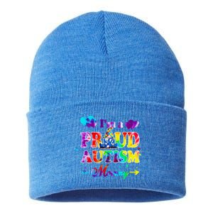 I'm A Proud Autism Mommy Tie Dye Gnome Gift Sustainable Knit Beanie