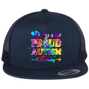 I'm A Proud Autism Mommy Tie Dye Gnome Gift Flat Bill Trucker Hat