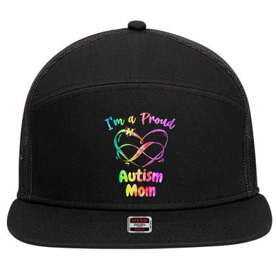 I’m a Proud Autism Mom Puzzle Heart 7 Panel Mesh Trucker Snapback Hat