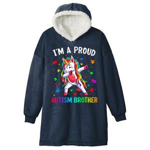 IM A Proud Autism Brother Dabbing Unicorn Autism Awareness Gift Hooded Wearable Blanket