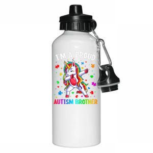 IM A Proud Autism Brother Dabbing Unicorn Autism Awareness Gift Aluminum Water Bottle