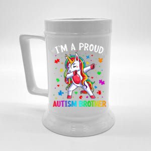 IM A Proud Autism Brother Dabbing Unicorn Autism Awareness Gift Beer Stein