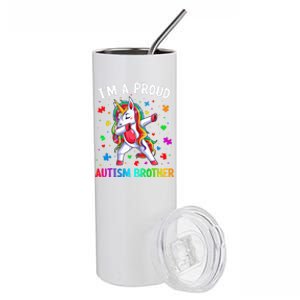 IM A Proud Autism Brother Dabbing Unicorn Autism Awareness Gift Stainless Steel Tumbler