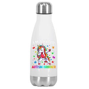 IM A Proud Autism Brother Dabbing Unicorn Autism Awareness Gift Stainless Steel Insulated Water Bottle