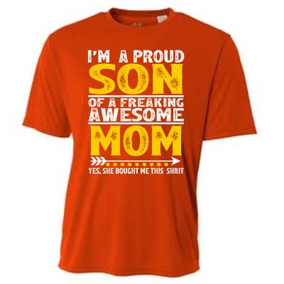 I'm A Proud Son Of A Freaking Awesome Mom Funny Gift Cooling Performance Crew T-Shirt