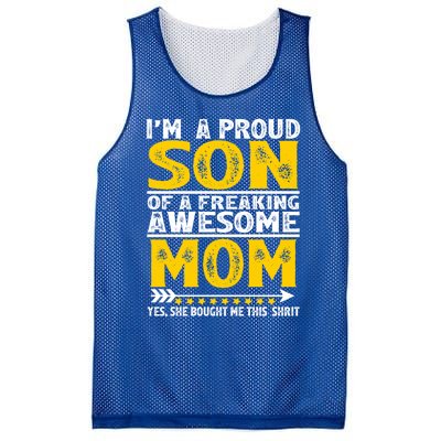 I'm A Proud Son Of A Freaking Awesome Mom Funny Gift Mesh Reversible Basketball Jersey Tank