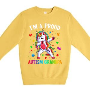 IM A Proud Autism Grandpa Dabbing Unicorn Autism Awareness Gift Premium Crewneck Sweatshirt