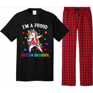 IM A Proud Autism Grandpa Dabbing Unicorn Autism Awareness Gift Pajama Set