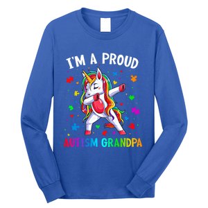 IM A Proud Autism Grandpa Dabbing Unicorn Autism Awareness Gift Long Sleeve Shirt