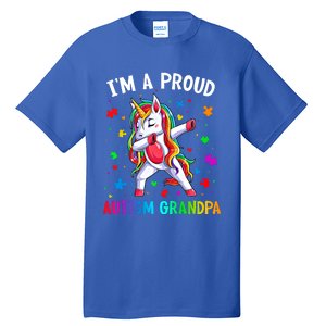 IM A Proud Autism Grandpa Dabbing Unicorn Autism Awareness Gift Tall T-Shirt