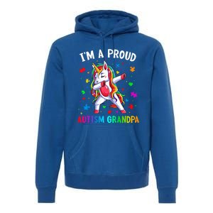 IM A Proud Autism Grandpa Dabbing Unicorn Autism Awareness Gift Premium Hoodie