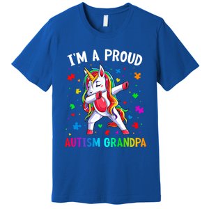 IM A Proud Autism Grandpa Dabbing Unicorn Autism Awareness Gift Premium T-Shirt