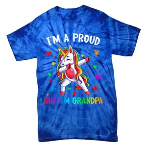 IM A Proud Autism Grandpa Dabbing Unicorn Autism Awareness Gift Tie-Dye T-Shirt