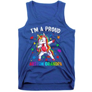 IM A Proud Autism Grandpa Dabbing Unicorn Autism Awareness Gift Tank Top