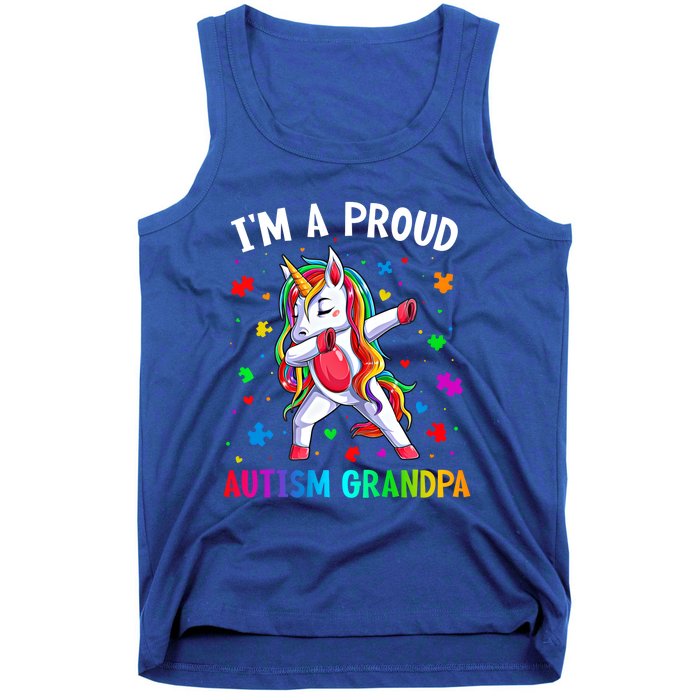 IM A Proud Autism Grandpa Dabbing Unicorn Autism Awareness Gift Tank Top