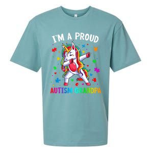 IM A Proud Autism Grandpa Dabbing Unicorn Autism Awareness Gift Sueded Cloud Jersey T-Shirt