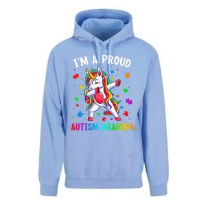 IM A Proud Autism Grandpa Dabbing Unicorn Autism Awareness Gift Unisex Surf Hoodie