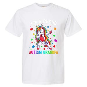 IM A Proud Autism Grandpa Dabbing Unicorn Autism Awareness Gift Garment-Dyed Heavyweight T-Shirt