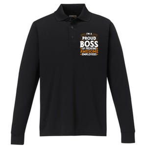 I'm A Proud Boss Of Freaking Awesome Employees Boss Day Gift Performance Long Sleeve Polo