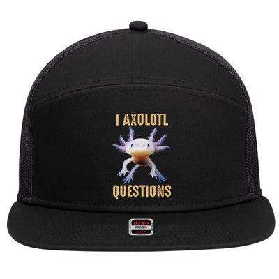 I Axolotl Questions Retro Vintage 7 Panel Mesh Trucker Snapback Hat