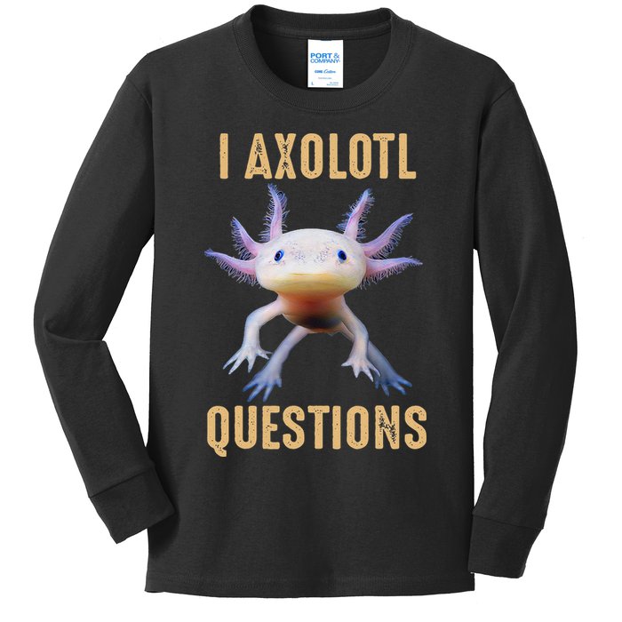 I Axolotl Questions Retro Vintage Kids Long Sleeve Shirt