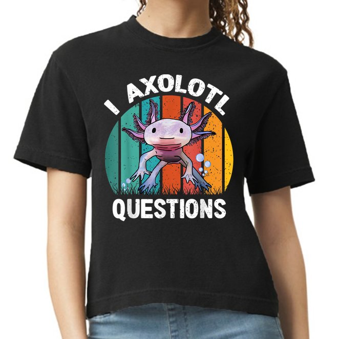 I Axolotl Questions Shirt Youth Kids Retro 90s Funny Axolotl Comfort Colors Boxy T-Shirt
